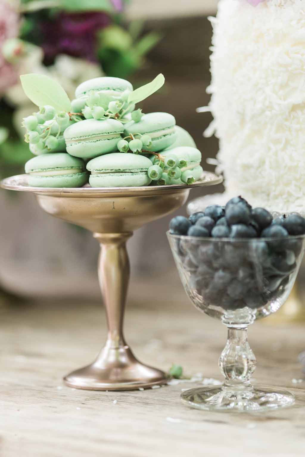 Bella Fiori Florist - Bella Luna Farms - Becca Jones Photography - Snohomish Washington - green macaroon cookies and blueberries