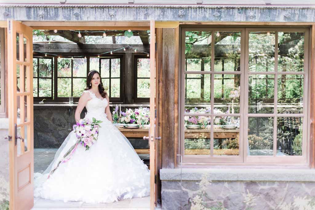 Bella Fiori Florist - Bella Luna Farms - Becca Jones Photography - Snohomish Washington - the bride carried a lush bouquet of garden roses, anemones, sweet peas, koko loko roses, lavender, purple, and white