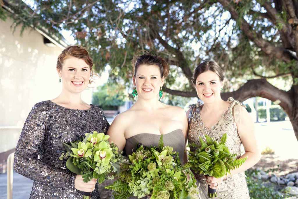 Bella Fiori Floral Design, based in Seattle, Washington. Wedding Flowers Wine Country Mendocino California - all green bridal bouquets, green foliage, green flowers, green textures