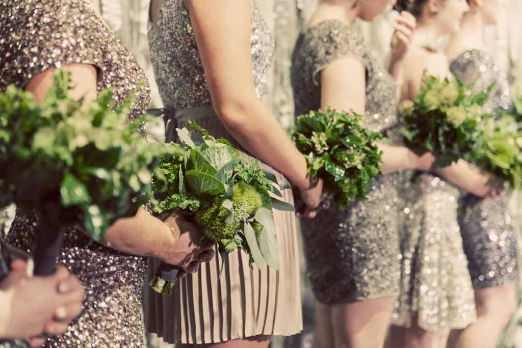 Bella Fiori Floral Design, based in Seattle, Washington. Wedding Flowers Wine Country Mendocino California - all green bridal bouquets, green foliage, green flowers, green textures